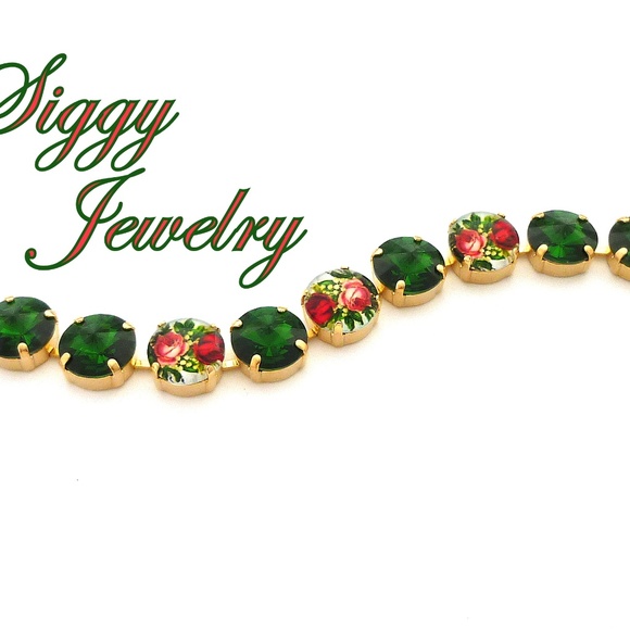 Swarovski Crystal Christmas Holly Bracelet, 12mm - Picture 6 of 9